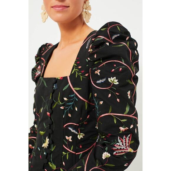 TUCKERNUCK Black Embroidered Calla Dress Size XS NWT Retail $398 Tuckernuck - Picture 5 of 7